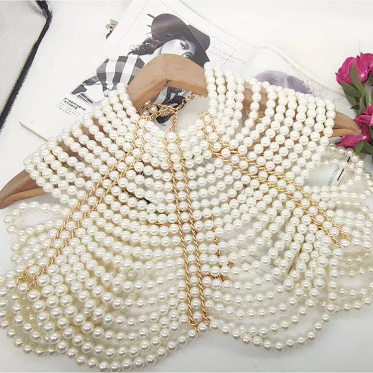 2024 New exaggerated multi-layer design pearl necklace wedding fashion temperament with necklace accessories