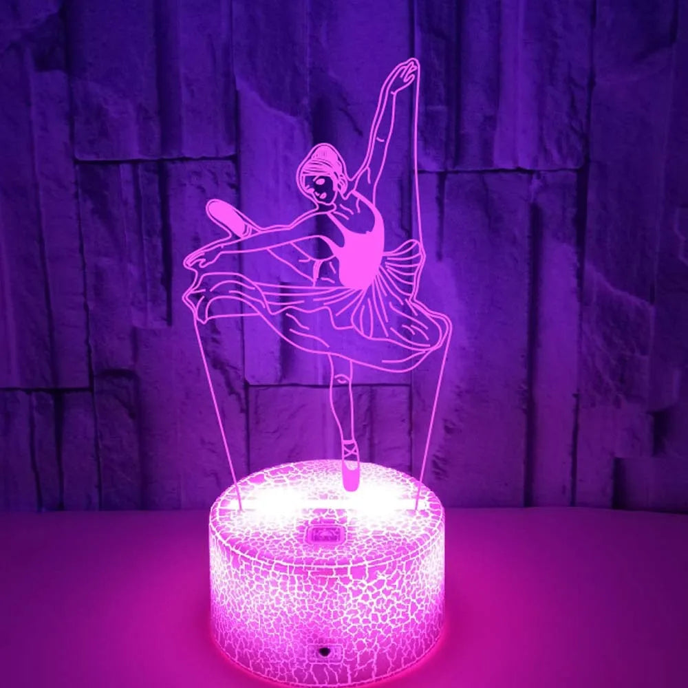 3D Illusion Ballet Dancer Night Light, Ballerina Table Lamp for Bedroom Decor, Perfect Gift