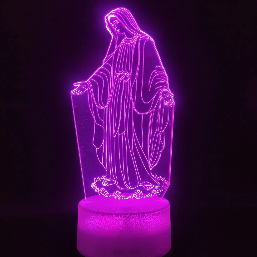 3D Jesus Illusion Night Light, 7-Color Changing LED Table Lamp with Remote Control, Christian Decorative Prayer Lamp