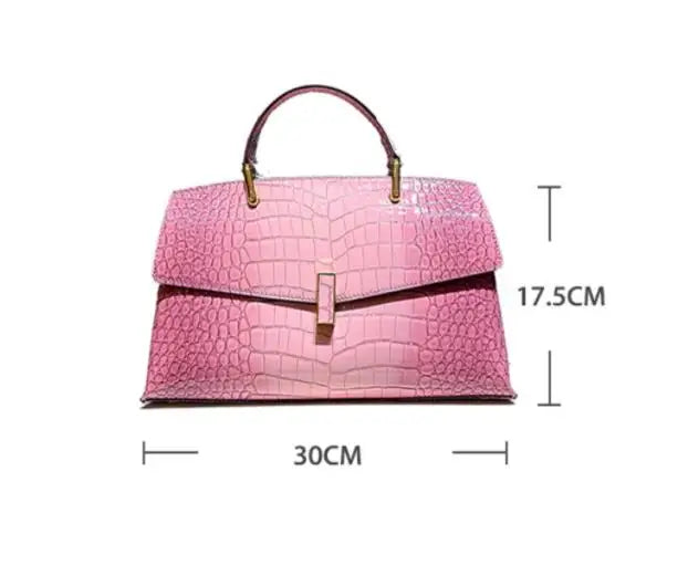 Crocodile Pattern Leather Women's Luxury Fashion Handbag Lady Shell Shoulder Crossbody Bag Top Handle