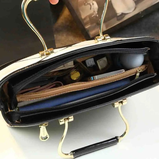 2024 Elegant Plaid  Leather Handbag: Luxury Top Handle Bag for Women