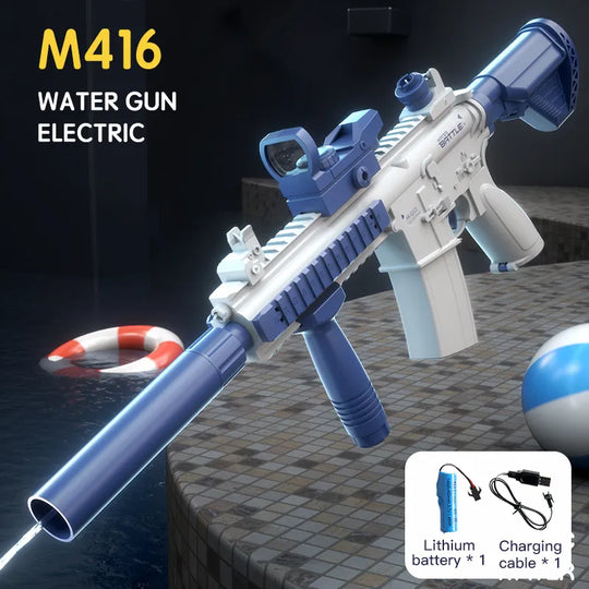 "Summer Splash M416 Electric Water Gun: Full-Auto Shooting Glock-Style Pistol Toy for Beach Fun - Perfect Gift for Kids, Boys, and Girls"