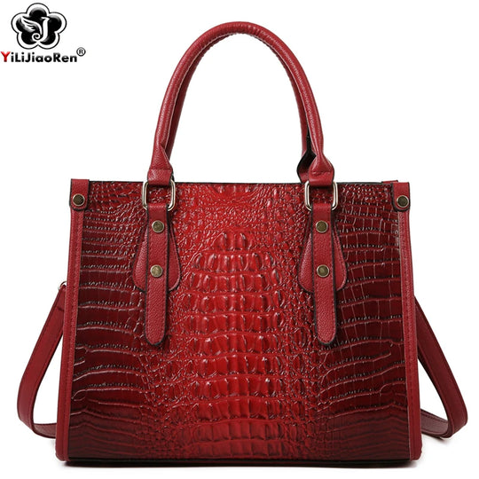 Women Crocodile Pattern Handbag Luxury Shoulder Bags Designer Alligator Leather Crossbody Bag Female Large Handbags for Ladies