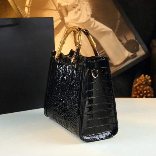 Women Handbags Vegan Genuine Leather  Briefcase with Small and Square Bags Crocodile Pattern Crossbody Bag for women