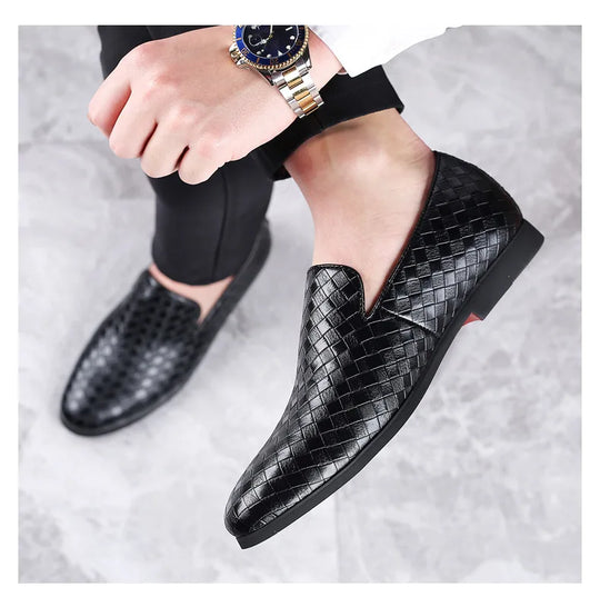 Men's Formal Leather Shoes Brown Pointed Toe Male Oxfords Business Man Dress Shoes Loafers Gentleman Wedding Party Dress Shoes