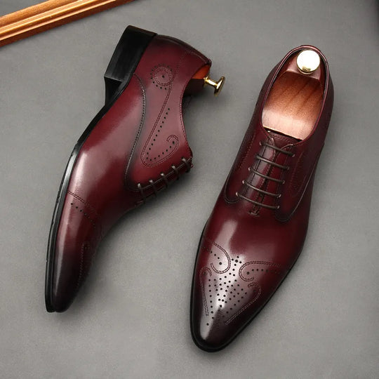 Handcrafted Men's Dress Shoes, Luxury Genuine Leather, New British Style Brogues, Business Footwear for Men