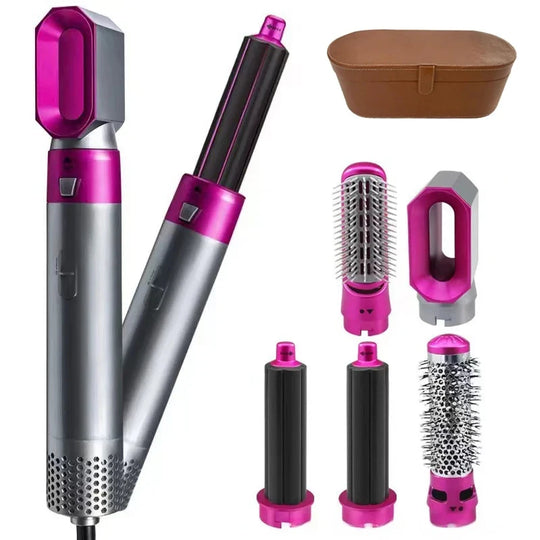 "5-in-1 Supersonic Hair Styling Tool: Professional Hair Dryer, Hot Comb, Curling Iron, Straightener, and Hot Air Brush"