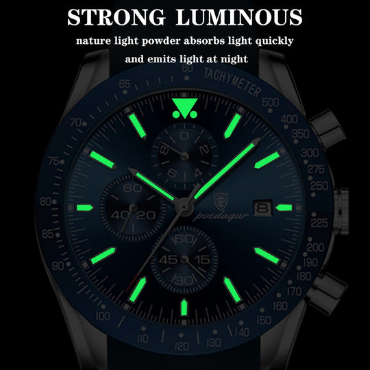 "POEDAGAR Luxury Men's Sport Watch - Casual, Top Brand, Creative Chronograph, Silicone Strap, Date Display, Luminous, Waterproof"