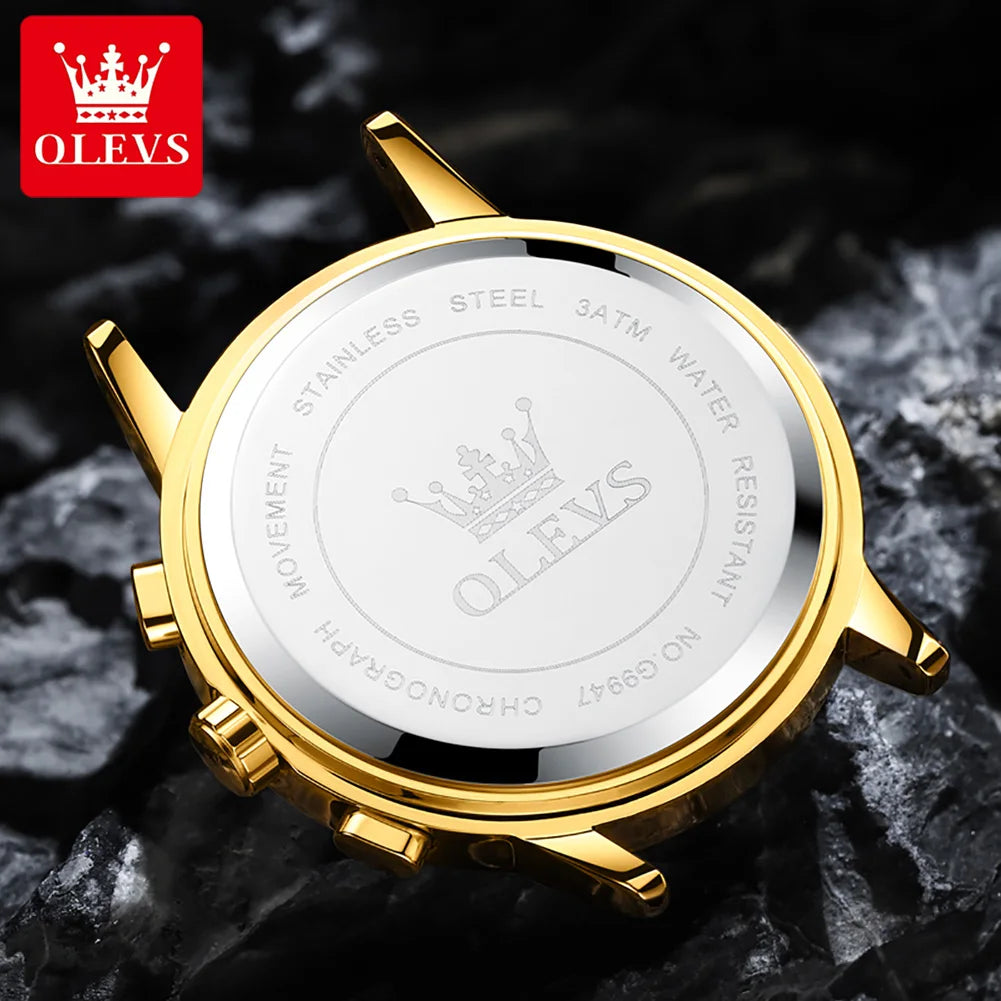 "OLEVS Luxury Men's Watch - Original Brand, High-Grade Fashion Quartz, New Concept Design, Stainless Steel Strap Wristwatch"