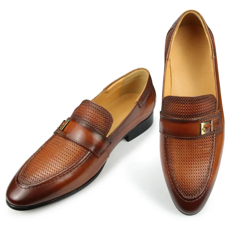 "Exquisite British Buckle Retro Formal Loafers: Classic Slip-Ons for Men, Ideal for Daily Casual and Formal Wear"