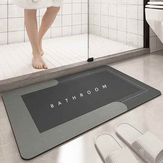 "Super-Absorbent Bathroom Mat: Anti-Slip Diatomaceous Earth Toilet and Bathtub Mat - Easy to Clean and Protective Foot Mat"