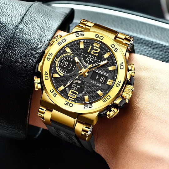 "FOXBOX Men's Business Watch - Fashionable Diver Style, Top Brand Luxury, Waterproof Military Chronograph