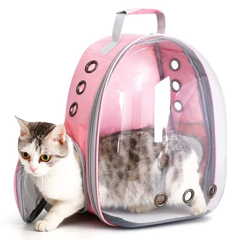 Transparent Bubble Cat Backpack: Breathable Pet Carrier for Small Animals, Puppies, Kitties, and Birds - Ideal for Travel