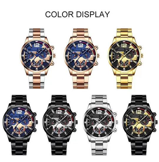 "GENEVA Latest Men's Fashion Watch - Luxury Stainless Steel, Top Brand, Sports Chronograph Quartz, Elegant Male Timepiece"