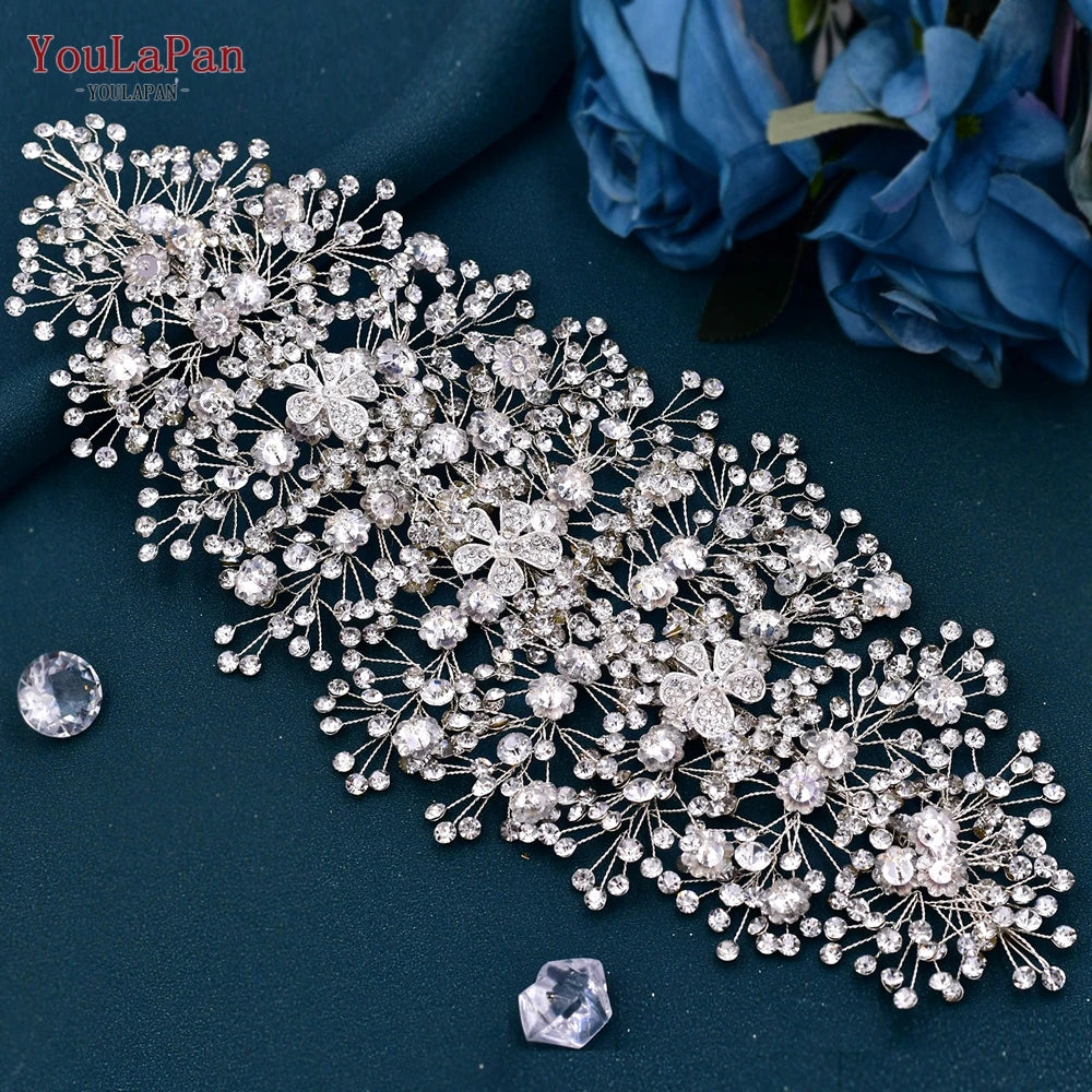 Bridal Tiara Crystal Wedding Crown Hair Accessories Luxury Bride Headdress Alloy Flower Headband Pageant Headwear