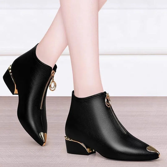 Women fashion boots  Short Boots Women Autumn and Winter High Heels 2022 New Metal Pointed Ankle Boots Thick Heel  boots women