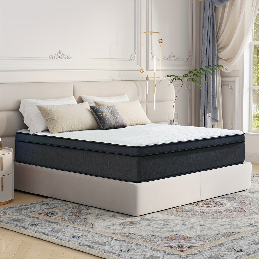 Value For Money! ! ! 12 Inch Queen Mattress Hybrid Mattress, 7 Zoned Layers, Multi Layer Construction, Deep Black High End Mattress For Rv, Master Bedroom And More!