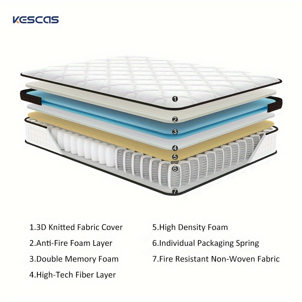 12 inch Hybrid Mattress, Memory Foam and Pocket Spring Mattress