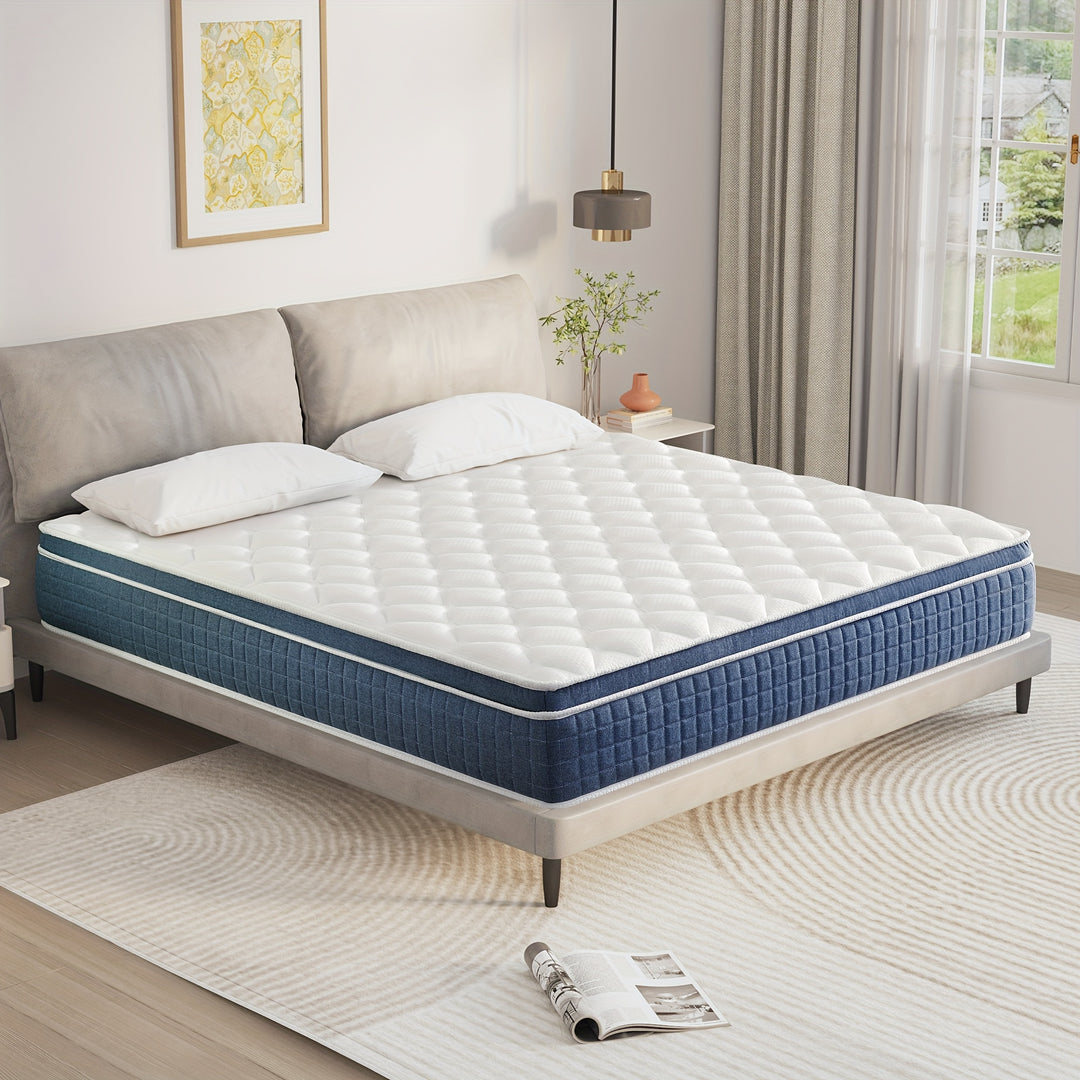 12 Inch Spring Memory Foam Hybrid Mattres, 12 Inch Gel Memory Foam Mattress For Cool Sleep, Bed-in-a-Box, Full Queen Size