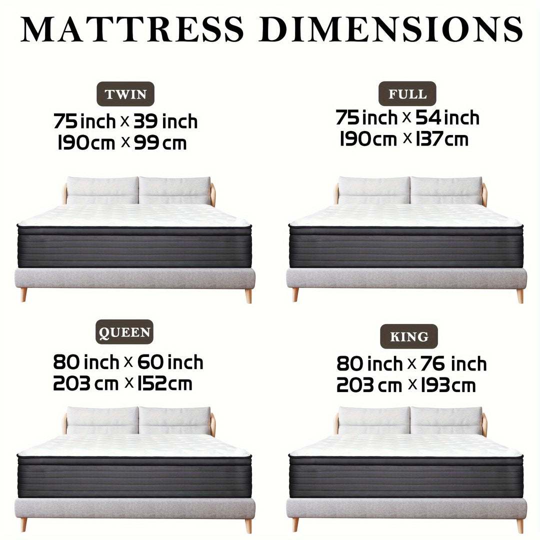 10" 12" 14" Hybrid Mattress Pocket Spring Mattresses Twin Full Queen King in a Box