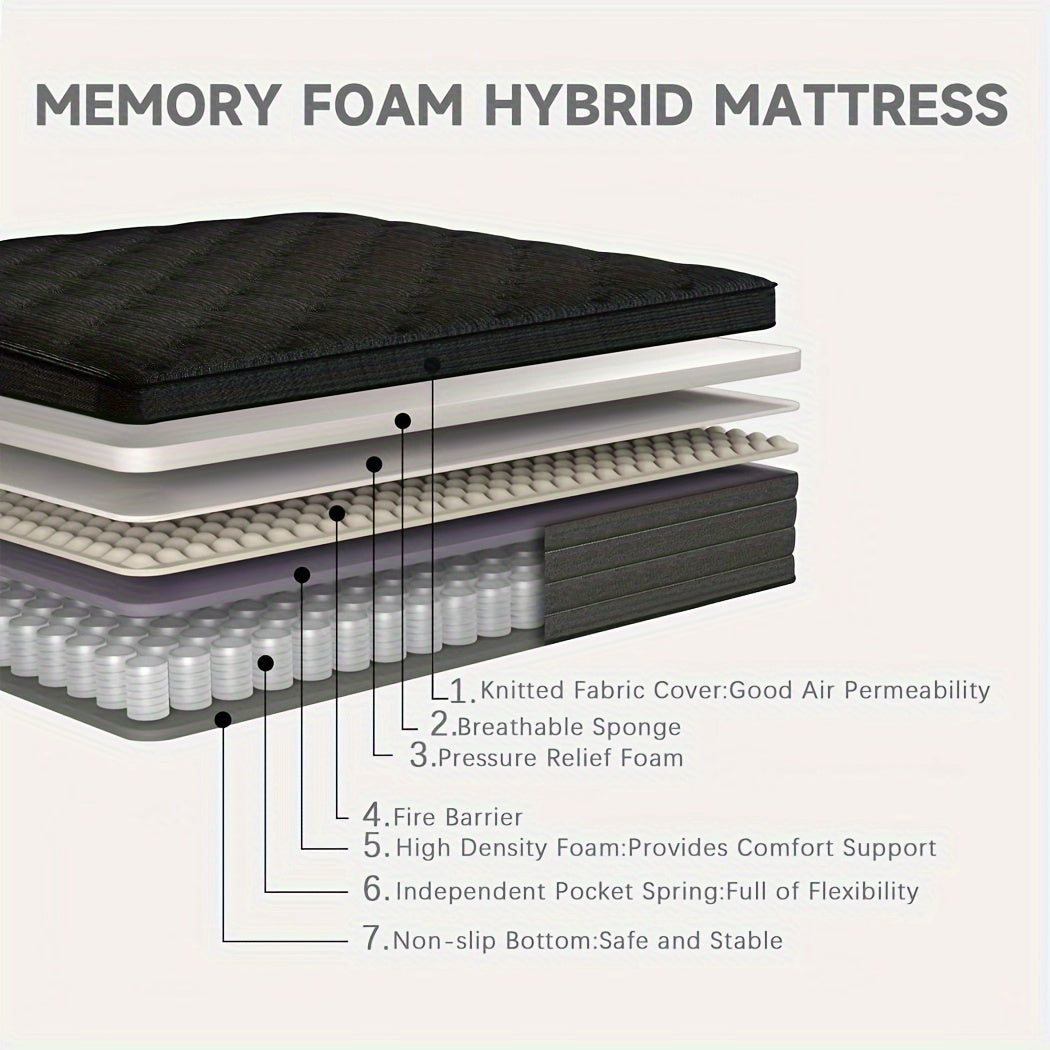 12" 14" Twin Full Queen King Hybrid Mattress Gel Memory Foam Mattresses Pocket Springs In A Box