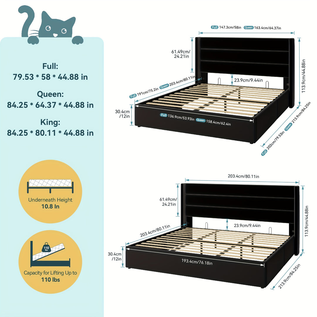 HOOMIC Lift Up Storage Bed, Hydraulic Storage, Noiseless, Full/Queen/King Size