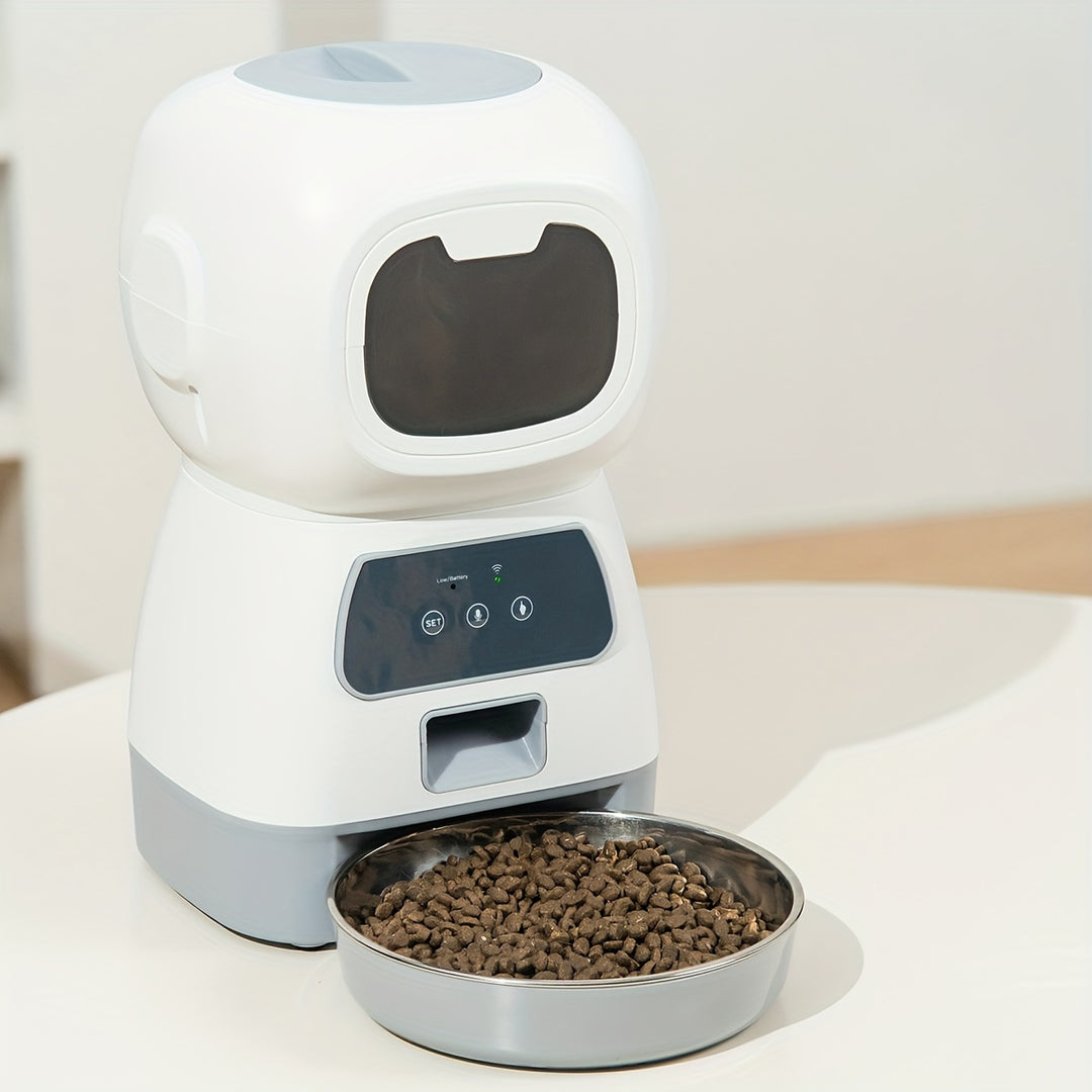 SmartServe 3.5L Pet Feeder - Timed Automatic Feeding, Visible Food Level, Easy-Clean, for Cats & Dogs