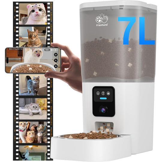 Automatic Cat Feeder with 5G WiFi: Automatic Dog Feeder Large Breed with 7L Dog Food Storage Container, Cat Food Dispenser with Alexa for Multiple Pets, Detachable for Easy Cleaning - 29 Cup