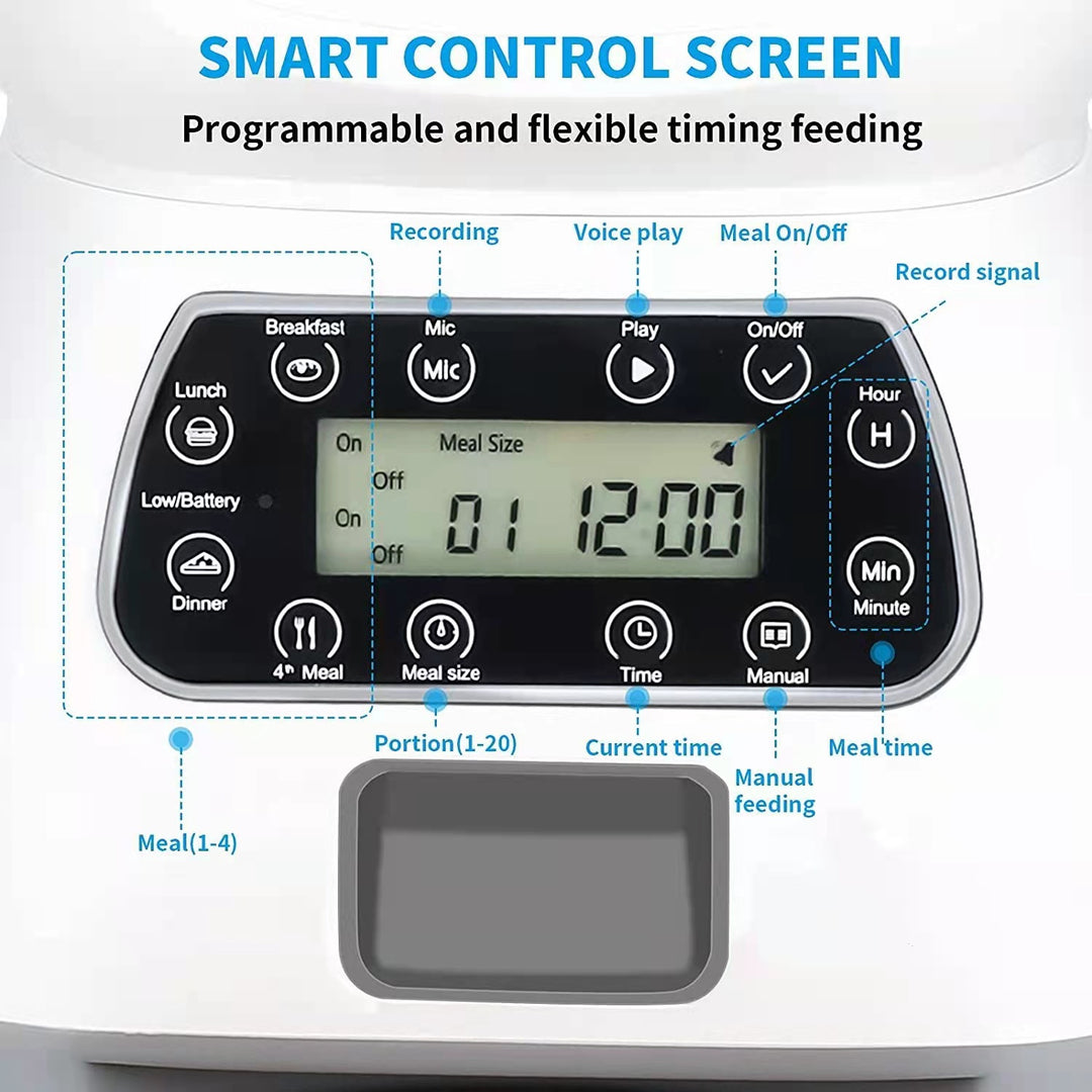 SmartServe 3.5L Pet Feeder - Timed Automatic Feeding, Visible Food Level, Easy-Clean, for Cats & Dogs