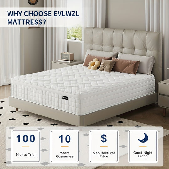 Full Size Mattress, 10/12 Inch Boxed Twin, Full, Queen, King, Size Mattress, Hybrid Memory Foam Spring Full Size Mattress, Soft Comfort Mattress