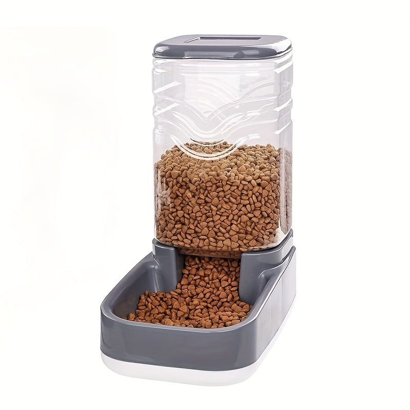 1pc/2pcs Large 3.8L Gravity Pet Feeder and Water Dispenser Set - Easy Refill Self-Feeding Station for Indoor Dogs & Cats, Hassle-Free Pet Feeding Supplies