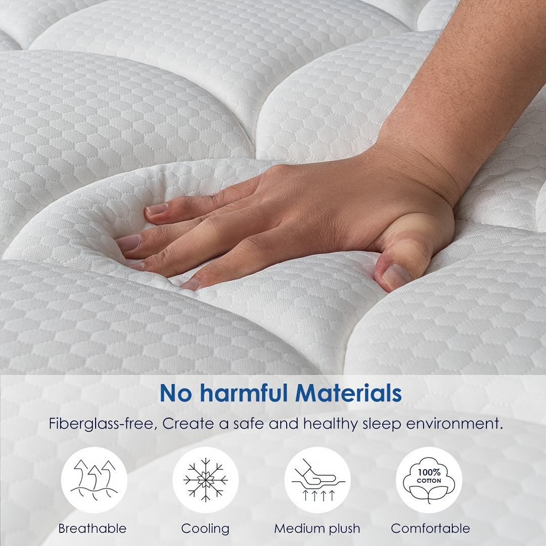 QUEENROSE Mattress - 14 Inch Mattress In A Box - Pillow Top Mattress, Gel Memory Foam Hybrid Mattress With Individually Pocketed Springs For Support & Comfort Sleep, Medium Softs