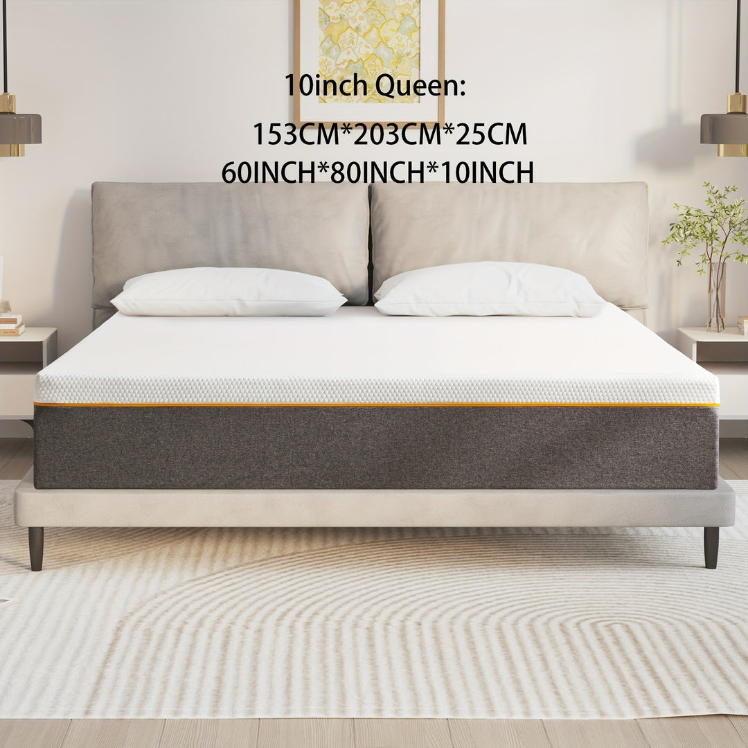 10 Inch Twin Full Queen Size Gel Memory Foam Mattress For Cool Sleep & Comfortable, Bed-in-a-Box, Restful Nights, Fiberglass Free