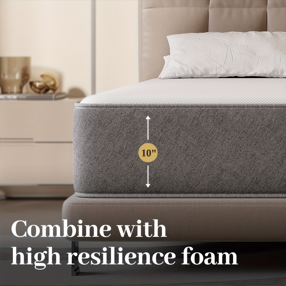 10 Inch Hybrid Mattress Medium-Firm Spring Mattress, High Density Foam Mattress