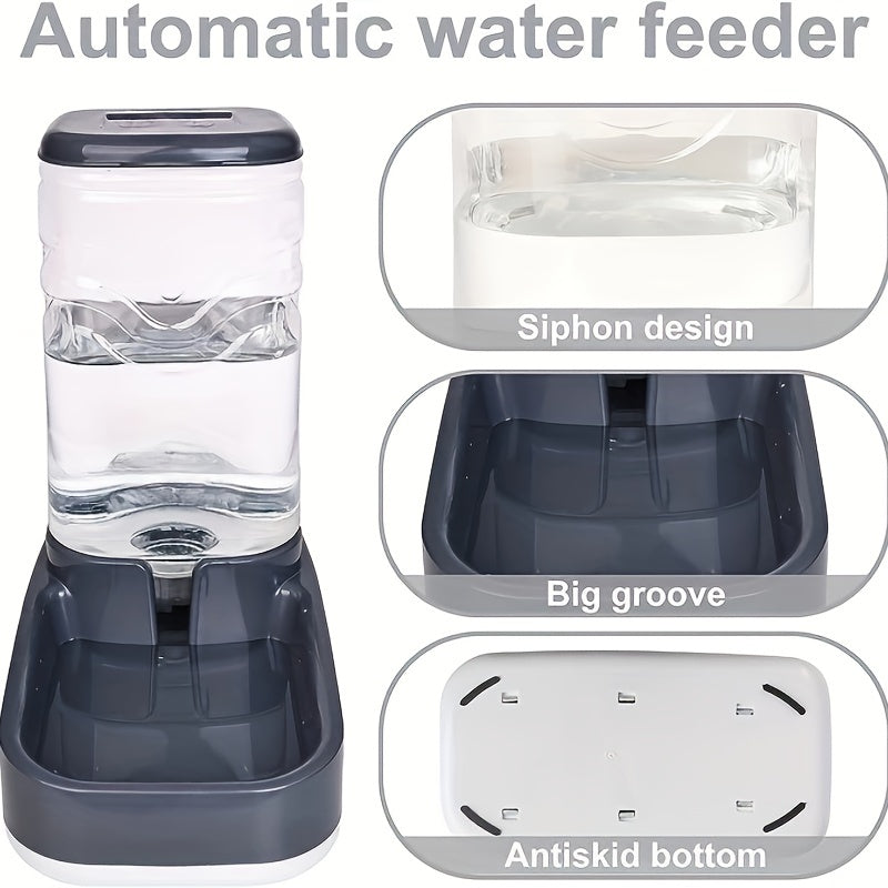 1pc/2pcs Large 3.8L Gravity Pet Feeder and Water Dispenser Set - Easy Refill Self-Feeding Station for Indoor Dogs & Cats, Hassle-Free Pet Feeding Supplies