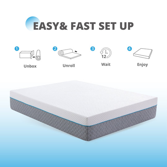 DYONERY Queen Mattress 14 Inch, Cooling Gel Memory Foam Mattress In A Box, CertiPUR-US Certified, Medium Double Firm Mattress