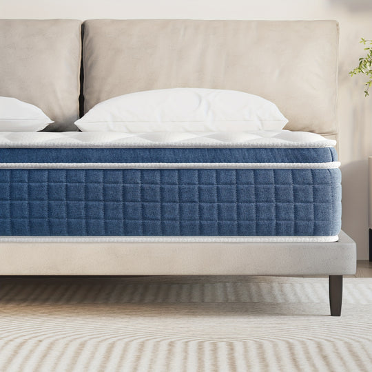 12 Inch Full/ Queen Size Mattress, Hybrid Mattress Pocket Spring Mattresses, Mattress In A Box, Blue