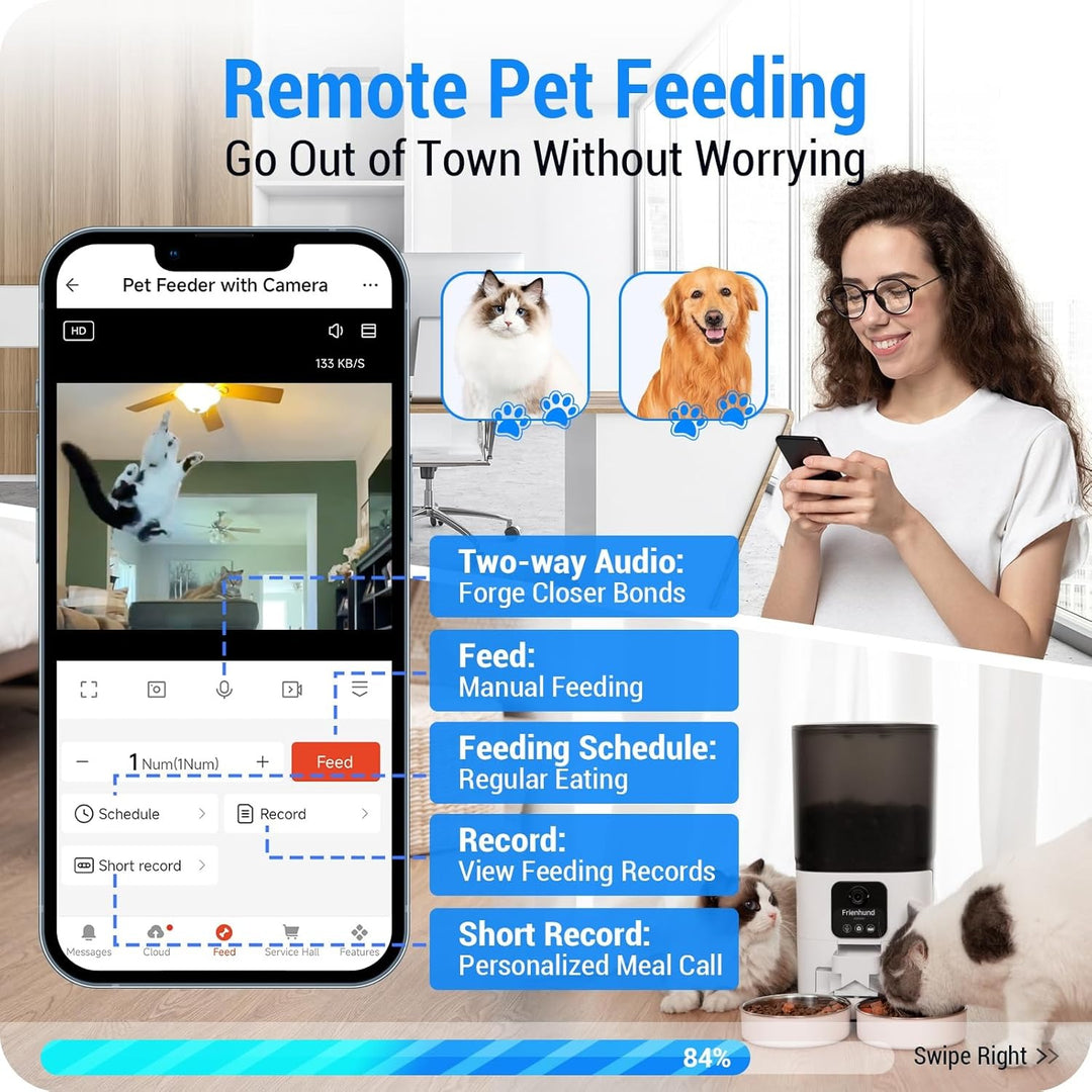 Automatic Cat Feeder with 5G WiFi: Automatic Dog Feeder Large Breed with 7L Dog Food Storage Container, Cat Food Dispenser with Alexa for Multiple Pets, Detachable for Easy Cleaning - 29 Cup