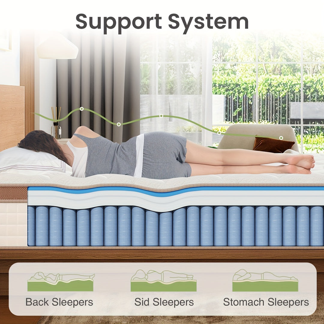 Queen Twin Full King Mattress, 14 Inch And 12 Inch- Hybrid Mattress in a Box, Individual Pocket Spring Bed for Motion Isolation