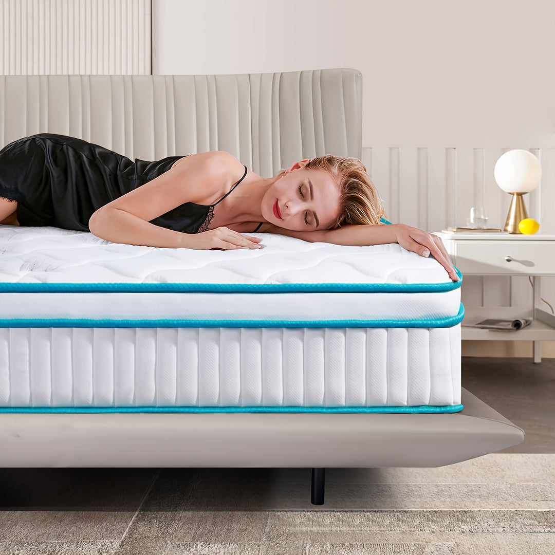 Memory Foam Hybrid Mattress, 10/12in Thickness Mattress Full, Queen, King Size in a Box, with Individual Pocket Spring for Motion Isolation & Silent Sleep, Pressure Relief, Plush Texturea mattress.