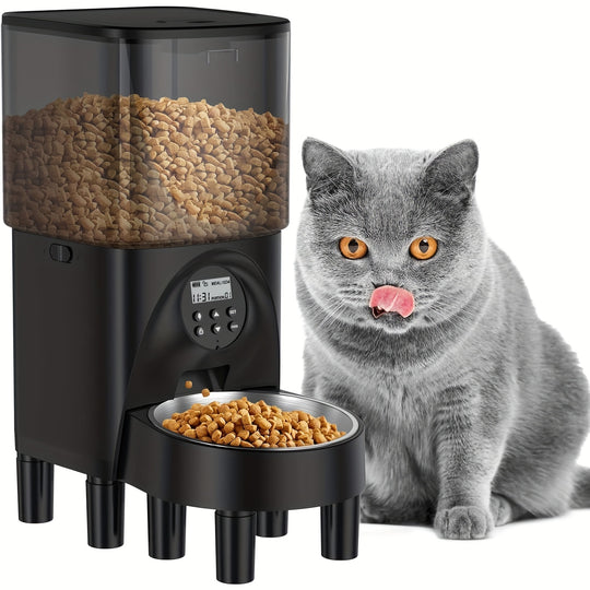 Elevated Automatic Cat Feeders, 19 Cup Timer Dry Food Dispenser for Cats and Dogs Pets with Desiccant Bag, Dog Feeder with Portion Control, Voice Recorder, 1 Pack