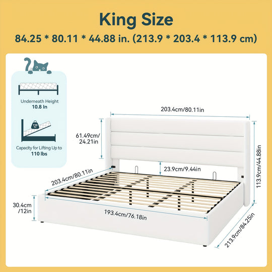 HOOMIC Lift Up Storage Bed, Hydraulic Storage, Noiseless, Full/Queen/King Size