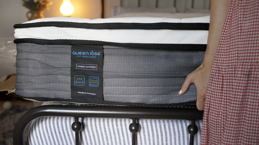 Queen Rose - 12 Inch Hybrid Mattress Standard, Twin/Full/Queen/King SIZE, Mattress In A Box, Independent Spring, Temperature Balancing, Superior Support, Soothing Pressure Relief, Safety Performance