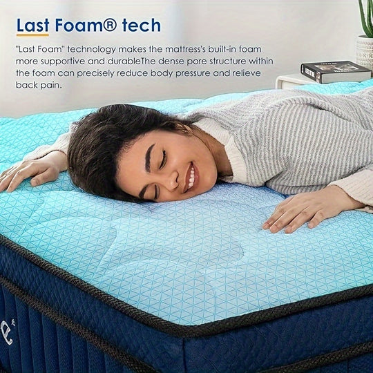 QUEEN ROSE Queen Mattress, 12 Inch Memory Foam Mattress, Pillow Top Mattress in a Box with Individual Pocket Spring for Motion Isolation and Silent Sleep, Pressure Relief