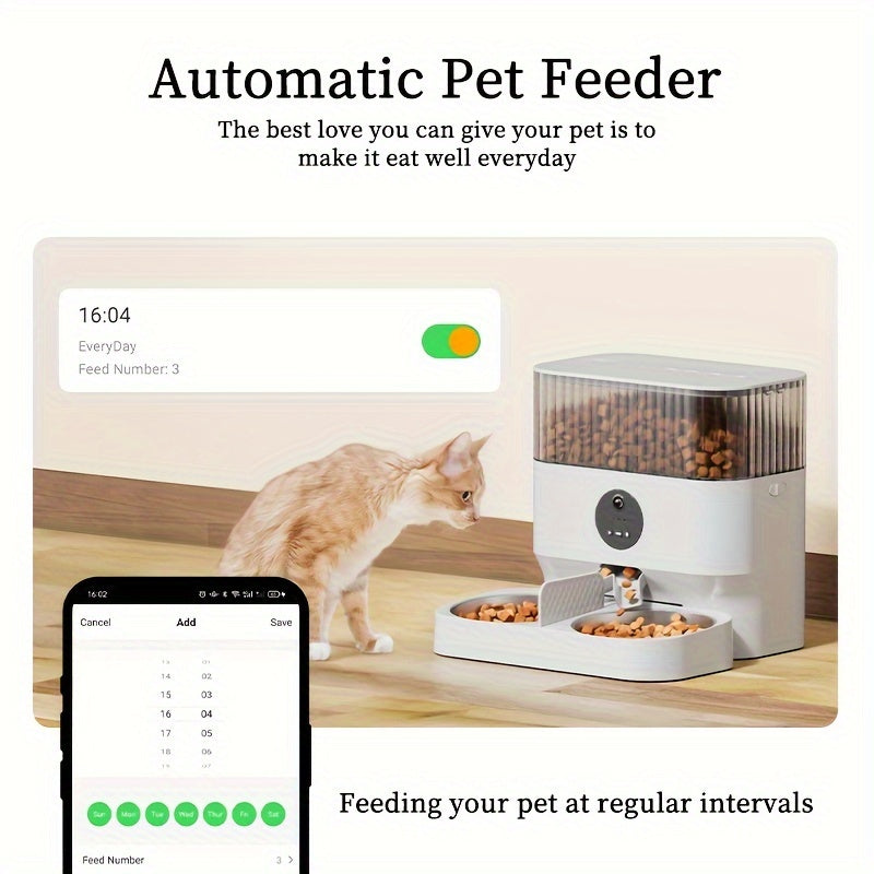 Large Capacity Automatic Dog Feeder, WiFi Cat Food Dispenser, with 1080P Camera, Can Feed 2 Cats and Dogs, 1.32gal Pet Feeder, APP Control, Two-way Audio, Dual Power, Three Versions, Ideal Gift for Pet Owners Does not include