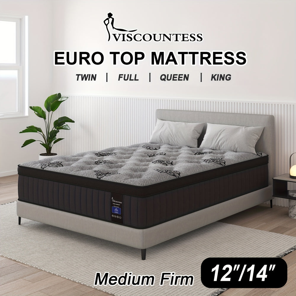 Viscountess Mattress 12"14" Gel Memory Foam Hybrid Pocket Spring Twin Full Queen King Mattress In A Box Medium Firm