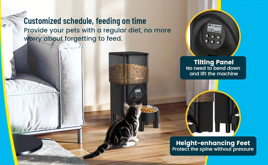 Elevated Automatic Cat Feeders, 19 Cup Timer Dry Food Dispenser for Cats and Dogs Pets with Desiccant Bag, Dog Feeder with Portion Control, Voice Recorder, 1 Pack