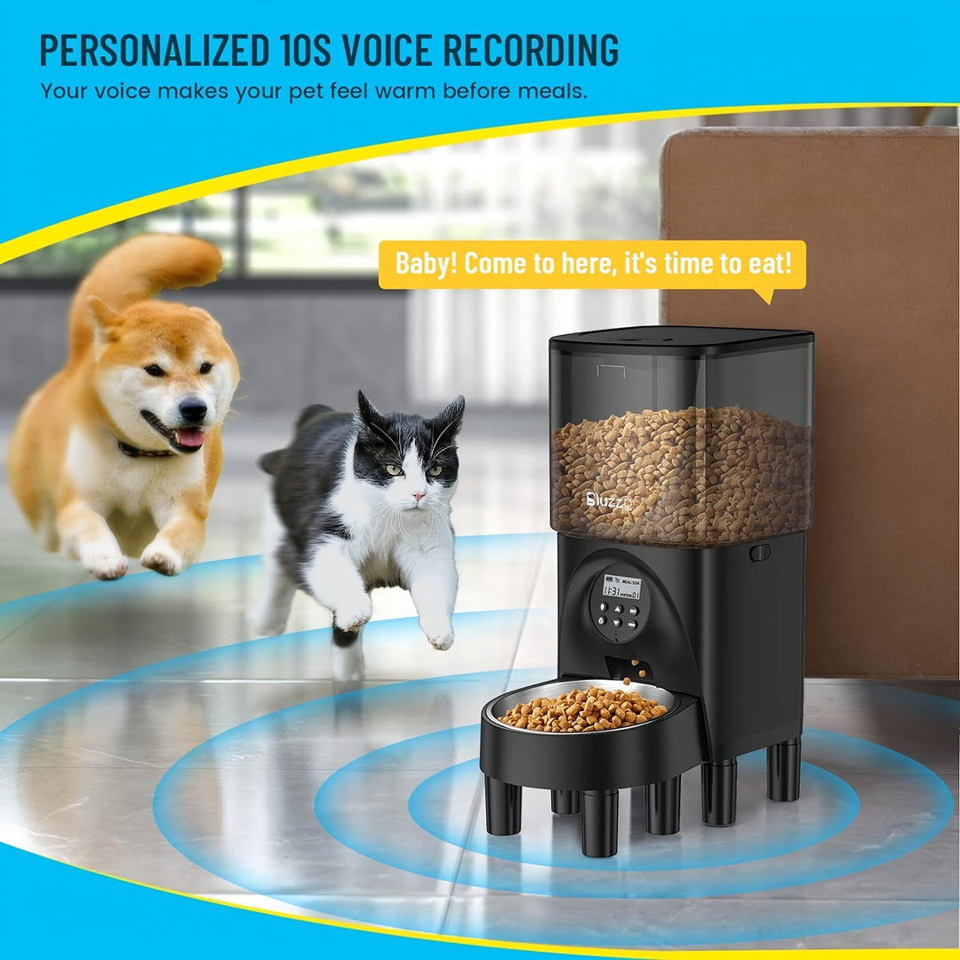 Elevated Automatic Cat Feeders, 19 Cup Timer Dry Food Dispenser for Cats and Dogs Pets with Desiccant Bag, Dog Feeder with Portion Control, Voice Recorder, 1 Pack