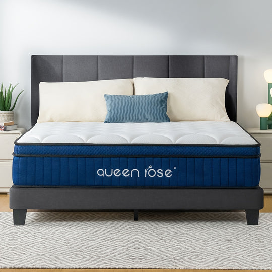 Queen Rose 12inch Hybrid Mattress, Independent Spring, Innovative Comfort, Cooling And Breathable, Partner-Friendly