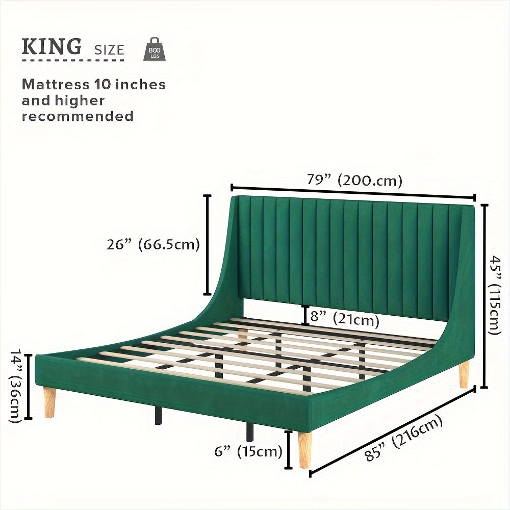 King Size Bed Frame with Upholstered Platform